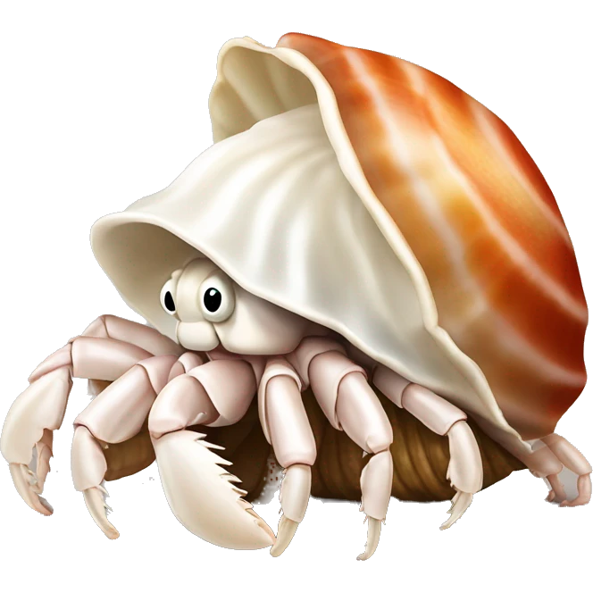 hermit crab with white conch shell emoji