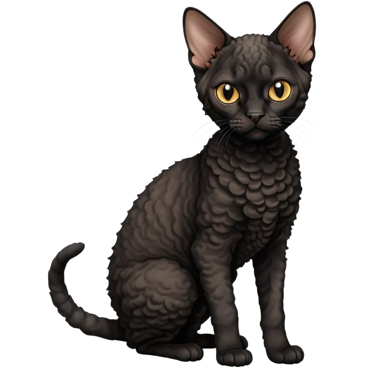 Black Devon Rex cat emoji