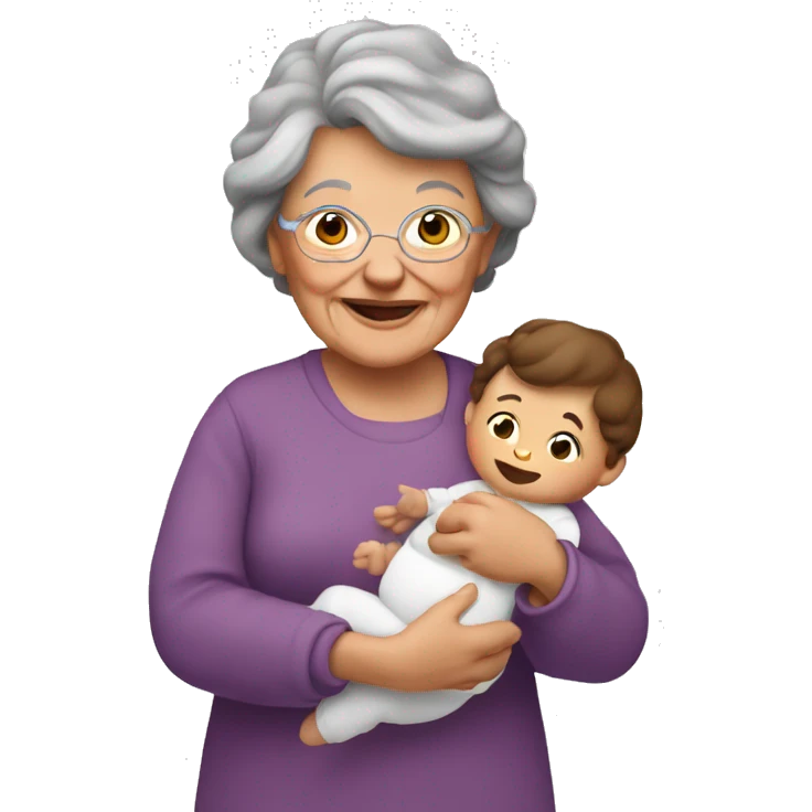 grandma with brown hair; holding baby  emoji