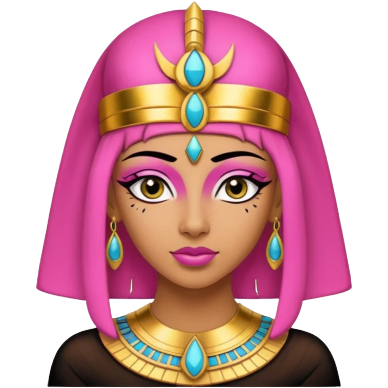 pink Cleopatra, Egyptian pharaoh with headdress and eyeliner emoji
