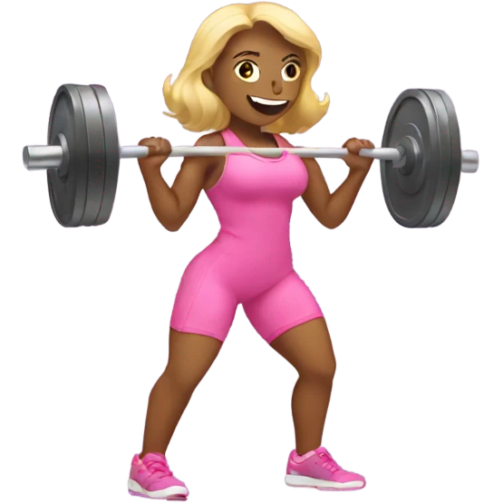 women in pink weight lifting emoji