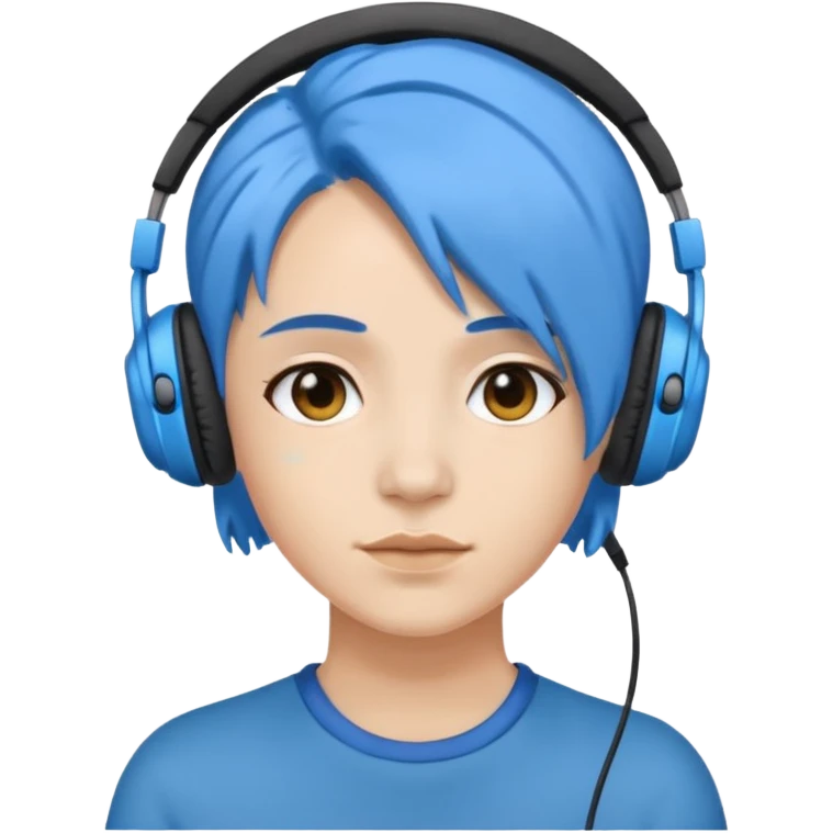 blue haired earringed heaphone wearing emoji
