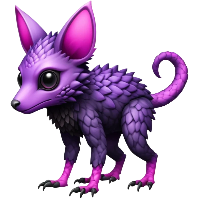 Cool Edgy realistic Black-pink-purple Trico-animal-creature full body emoji