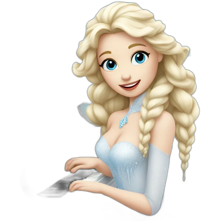 Blonde Snow Queen is playing on the white piano the song about winter emoji