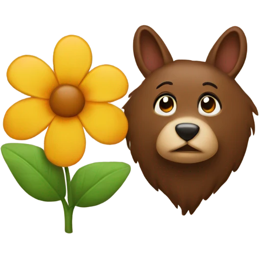 Brown hear and flower emoji