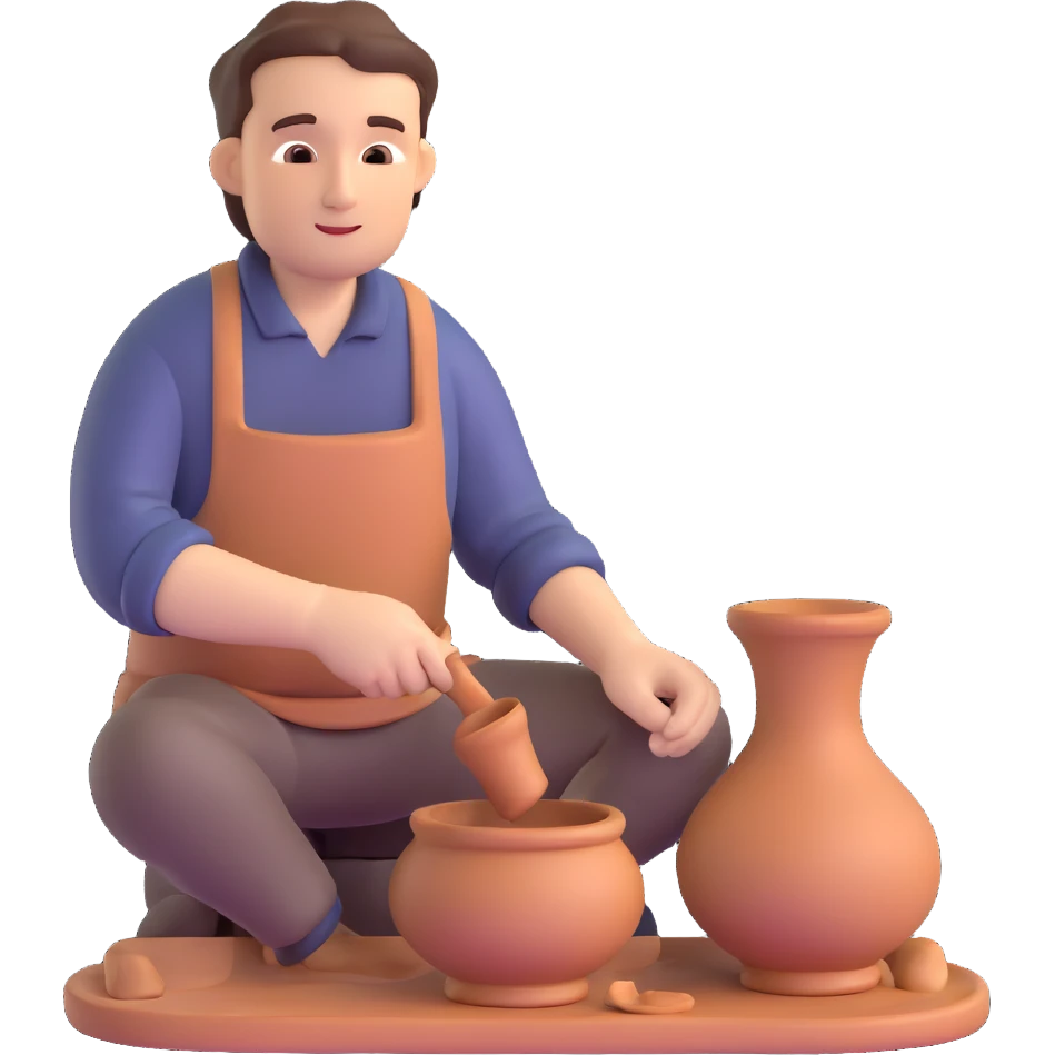 simple and expressive man doing pottery emoji