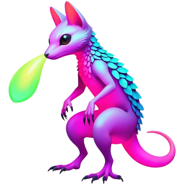futuristic lush warm-colored neon-colored Fakémon-Trico-creature (full body) emoji