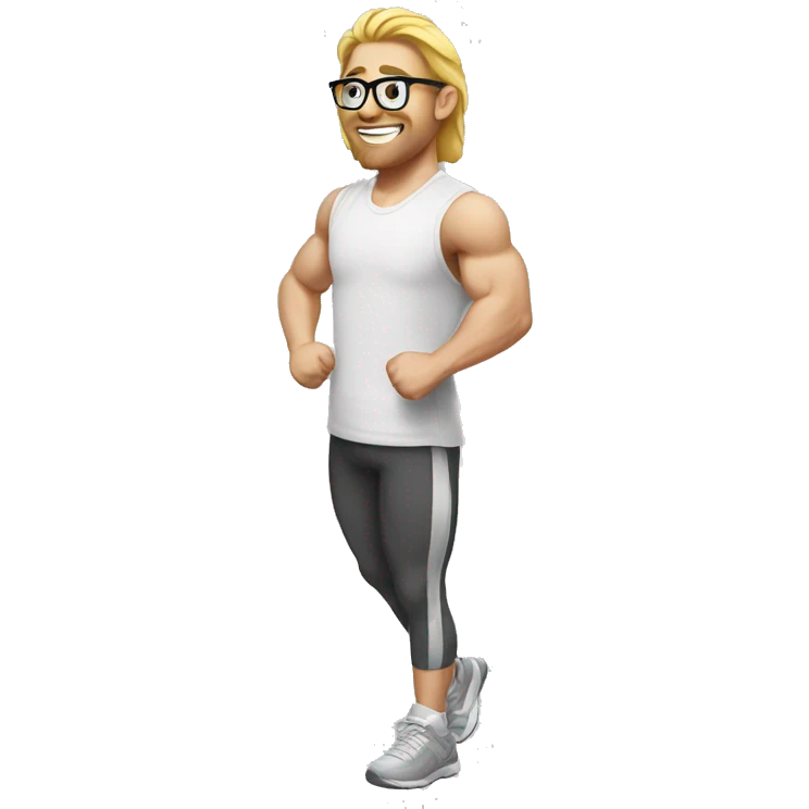 White Nerd hitting the gym emoji