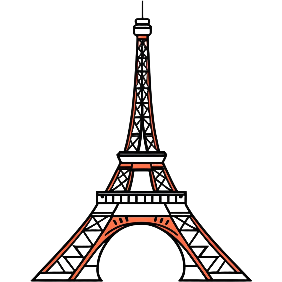 Eiffel Tower cartoonish sticker style emoji