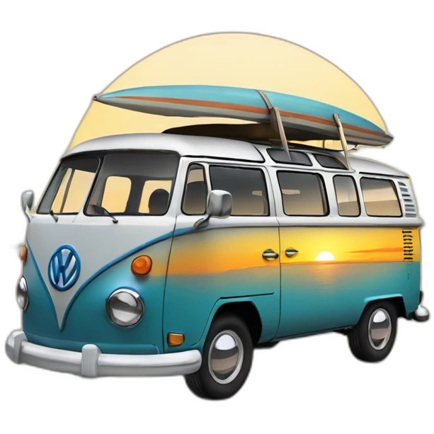 vw bus surfer sunset emoji