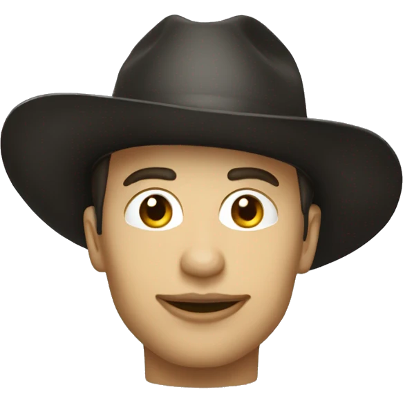 Un porteur de chapeau noir une ferme bouche emoji