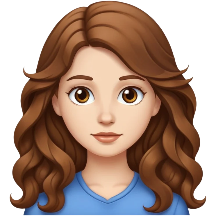 White girl with long wavy brown hair emoji