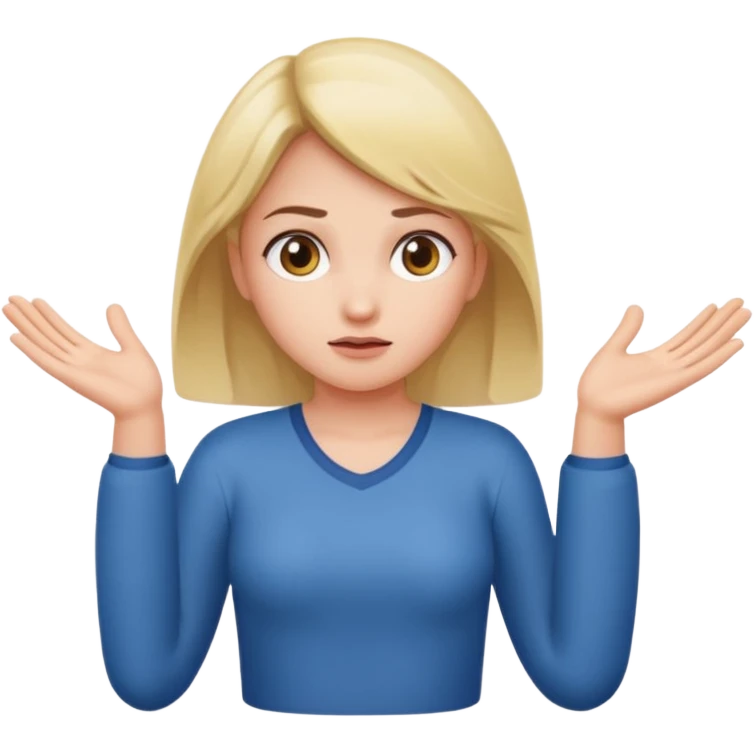 A girl shrugging his shoulders with a 6 above his left hand and a 7 above his right hand. emoji