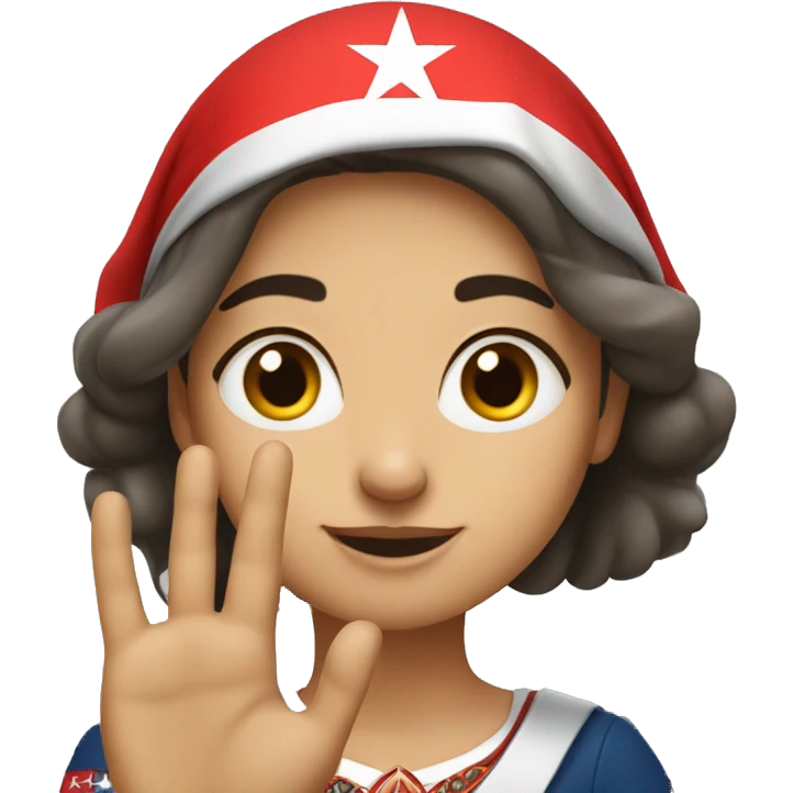 A patriotic Turkish girl doing the wolf gesture with her hand emoji