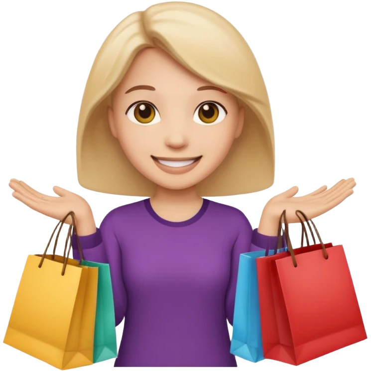 HAPPY EMOJI WITH SHOPPING BAGS IN EACH HAND emoji