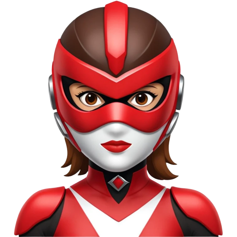 Black and red female power ranger Bodysuit mask on emoji