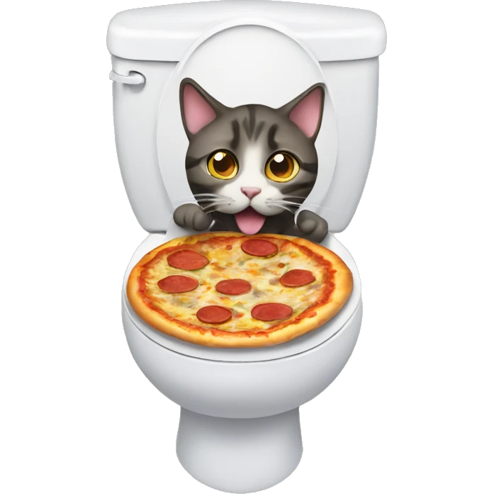 Cat in toilet eating pizza emoji