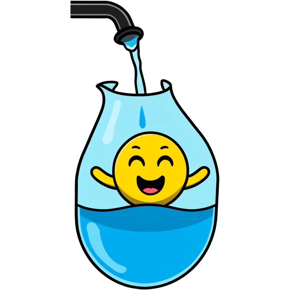 panicked smiley face with water being poured down its throat emoji