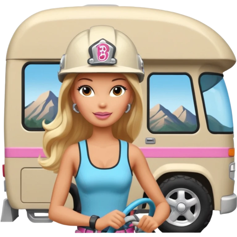 Barbie off-roading rock-climbing dream Winnebago  emoji