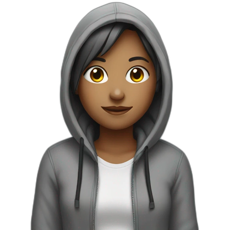 Girl with hoddie and headphones  emoji