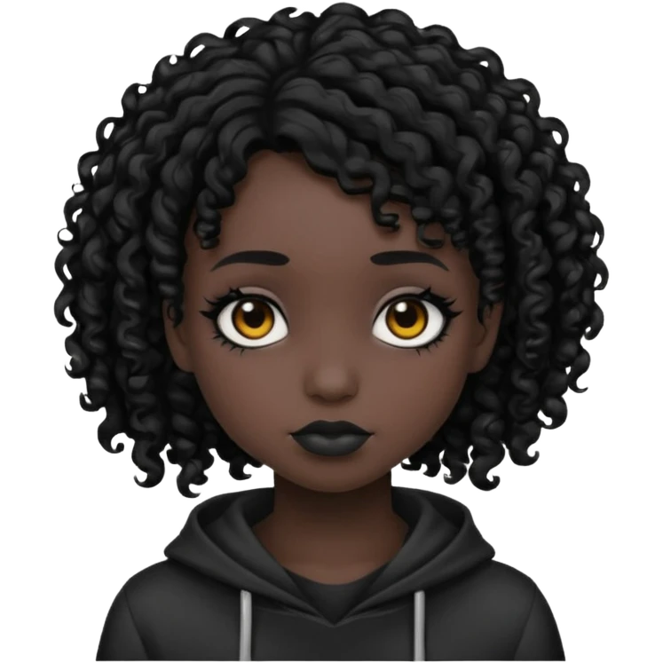 black emo girl with curly hair emoji