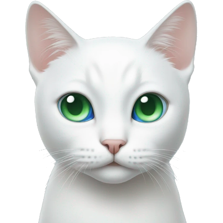 White cat with one Blue and one green eye emoji