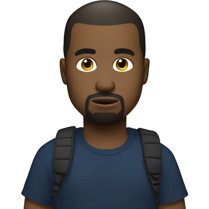 kanye west wearing a dark blue T-shirt, holding a bi gyellow notepad emoji