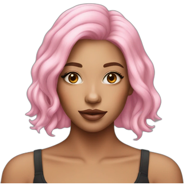 Girl with pink hair and lip filler emoji