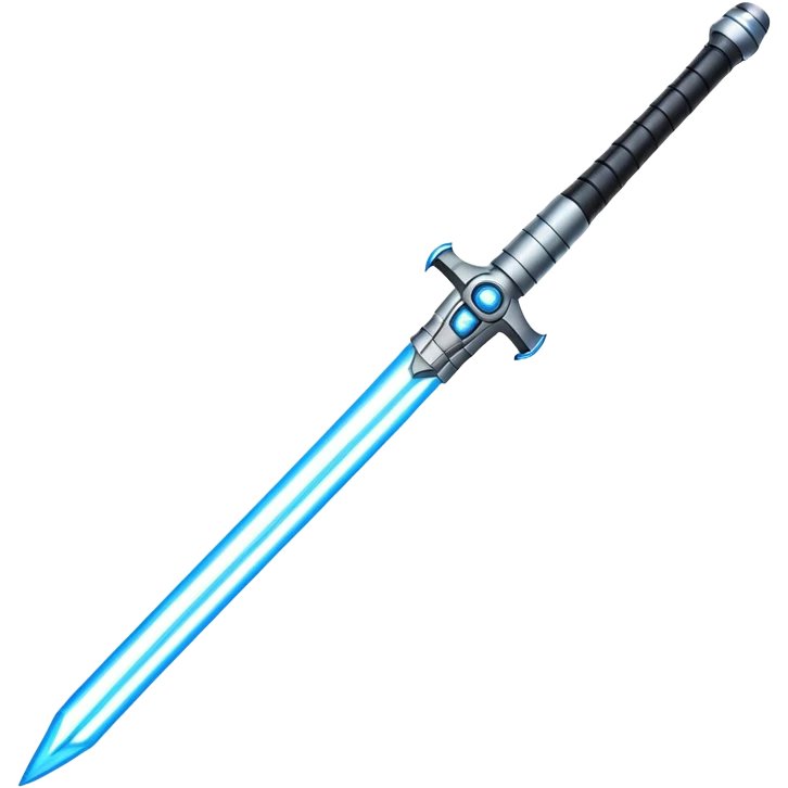 lightsaber with glowing blue blade and simple hilt emoji