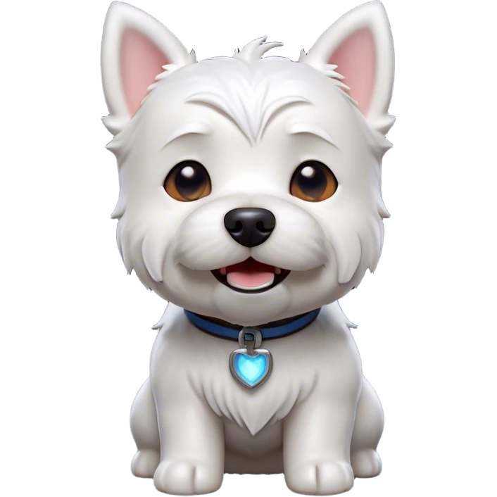 Cinematic Comical West Highland White Terrier Portrait Emoji, Head tilted dramatically with an exaggeratedly shocked or amused expression, featuring a sleek, pristine white coat with perky ears and wide, expressive dark eyes filled with playful disbelief, Simplified yet hilariously expressive features, highly detailed, glowing with a slightly sassy glow, high shine, dramatic yet playful, stylized with an air of cheeky mischief, bright and endearing, soft glowing outline, capturing the essence of a spirited and over-the-top companion, so meme-worthy it feels like it could side-eye its way into internet fame instantly! emoji