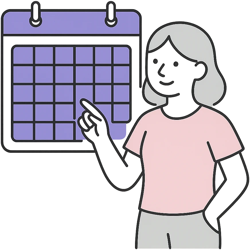empty state illustration for the calendar page of my app, main color is 7E39ED emoji