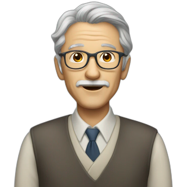 50 years professor with gray hair no beard or mustache emoji