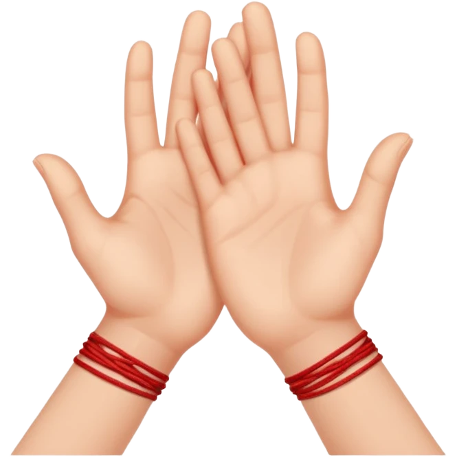 Dos manos entrelazadas con una hilo rojo emoji