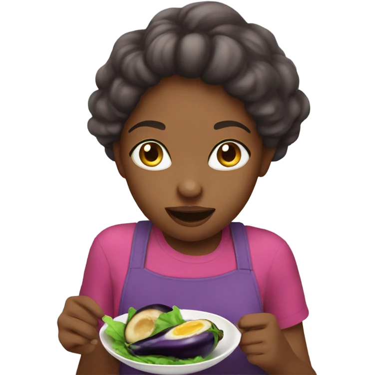 Girl eating the egg plant emoji emoji