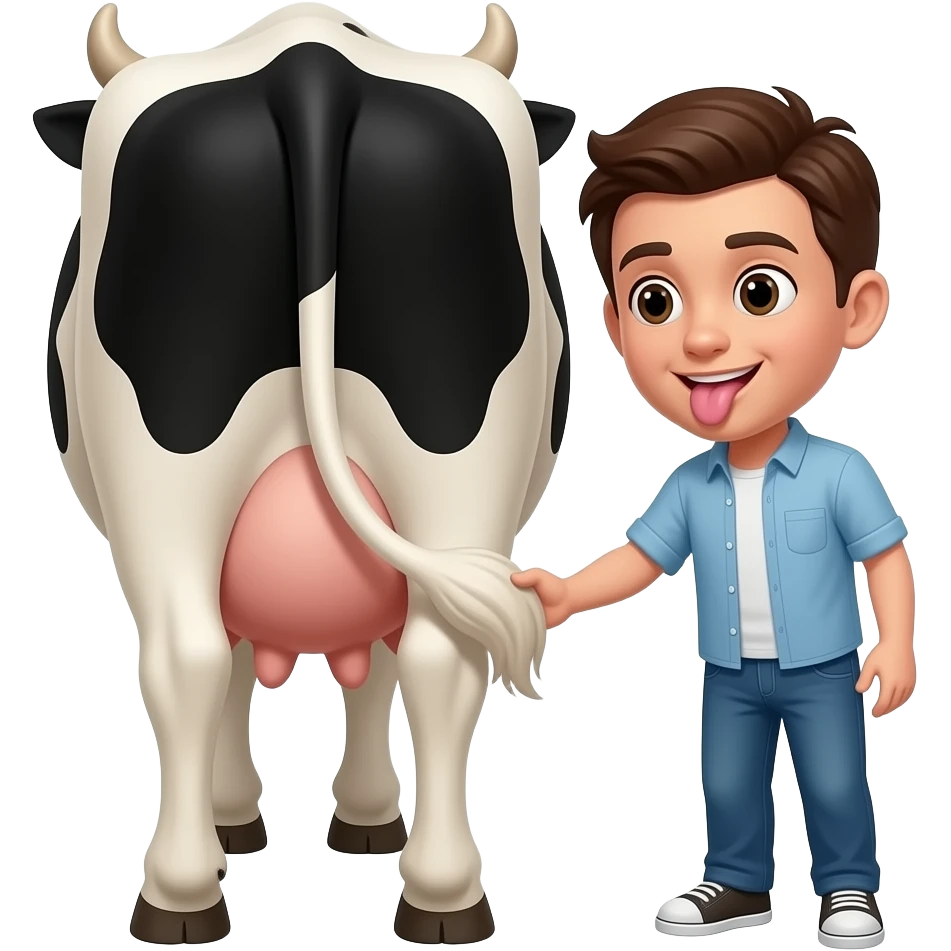 Someone licking a cows bum emoji