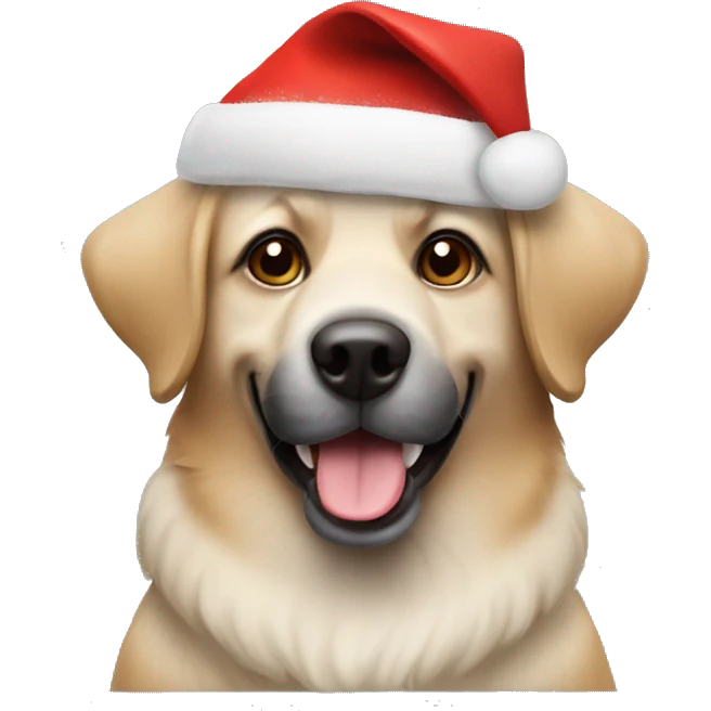 Dog with a Christmas hat ￼ emoji