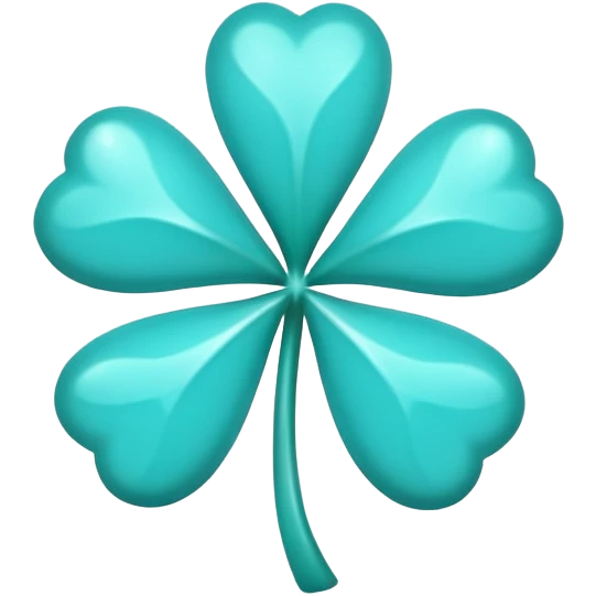 Turquoise 4 leafs clover shape emoji