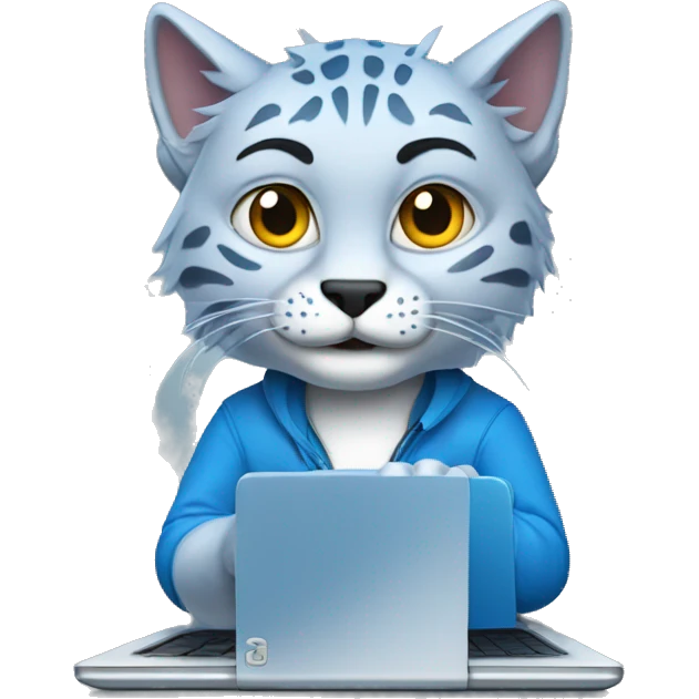 A blue lynx with a laptop emoji