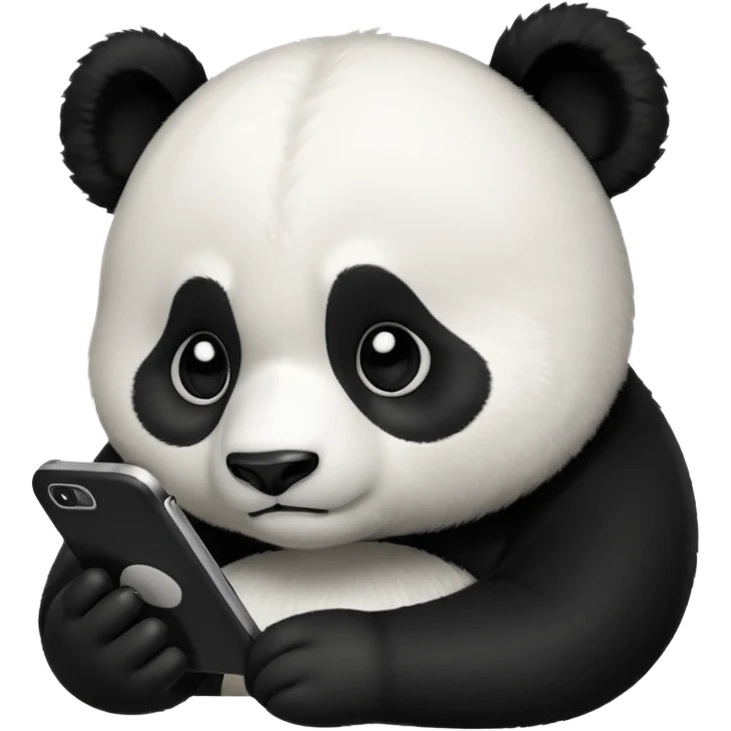 Create a sad panda looking at phone emoji