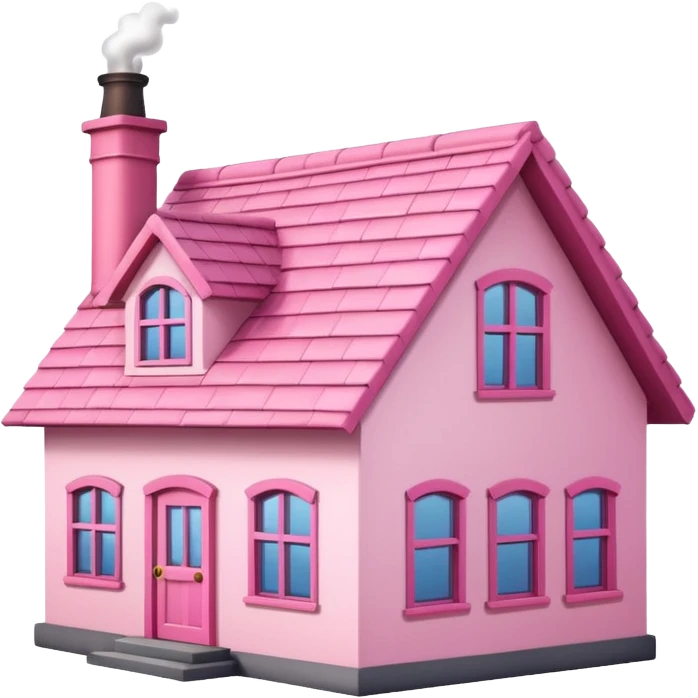 Pretty pink cartoon house emoji