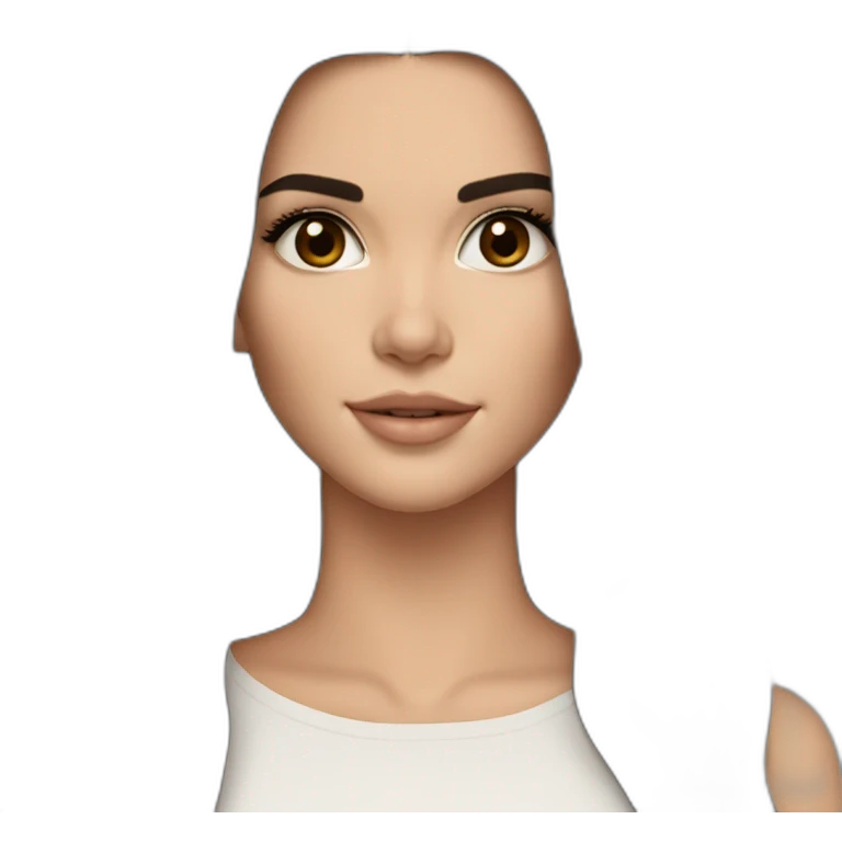 brunette Kendall Jenner with long hair with iPad emoji