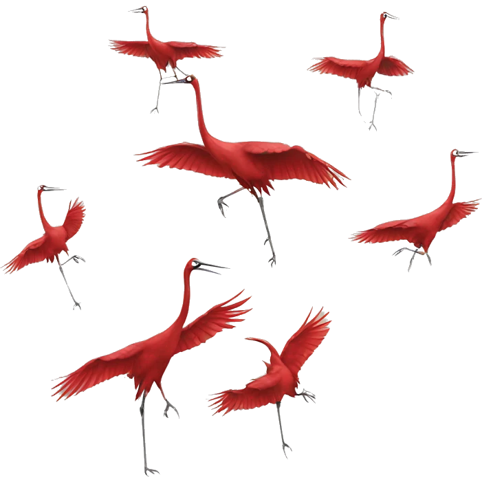 six crimson cranes emoji