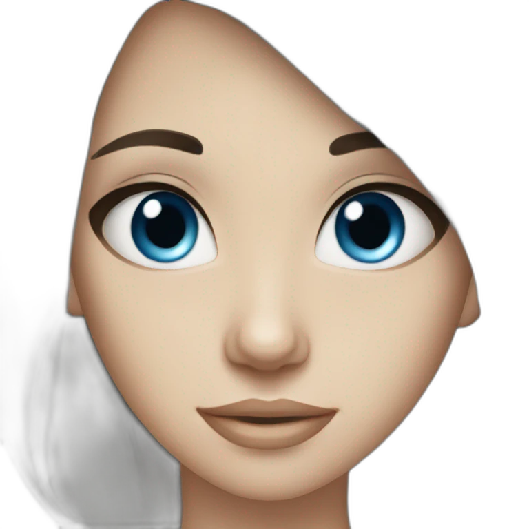 Young women dark hair blue eyes emoji