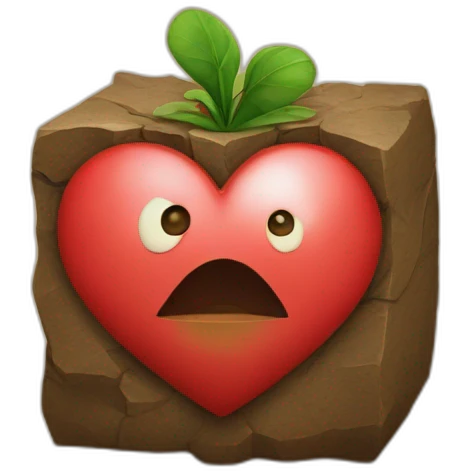 Ojo de corazon en un bloque de tierra emoji