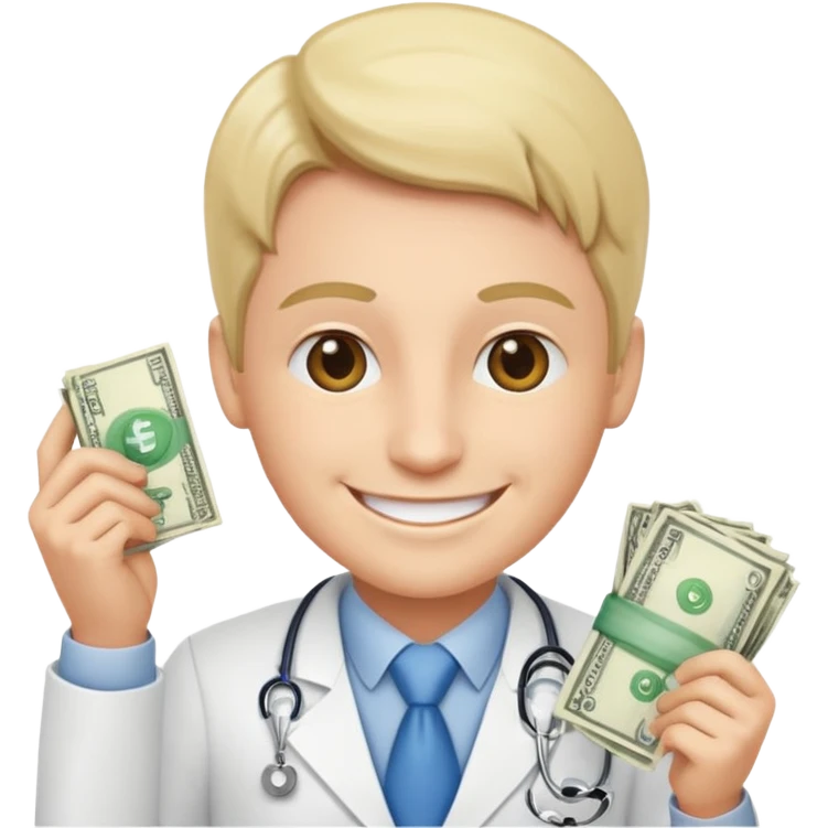 Happy CEO investing money to a hospital emoji