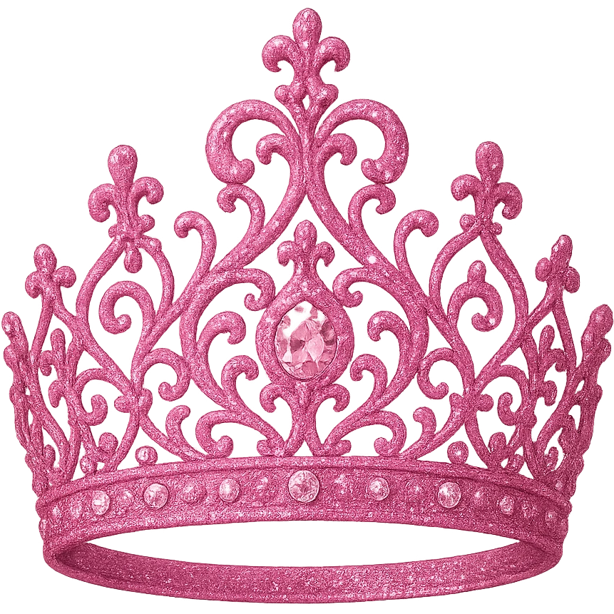 pink tiara, sparkling and bold emoji
