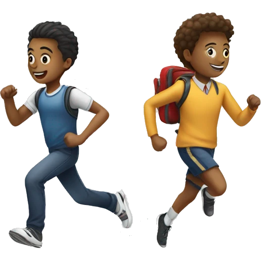 A student and a classmate running at school emoji