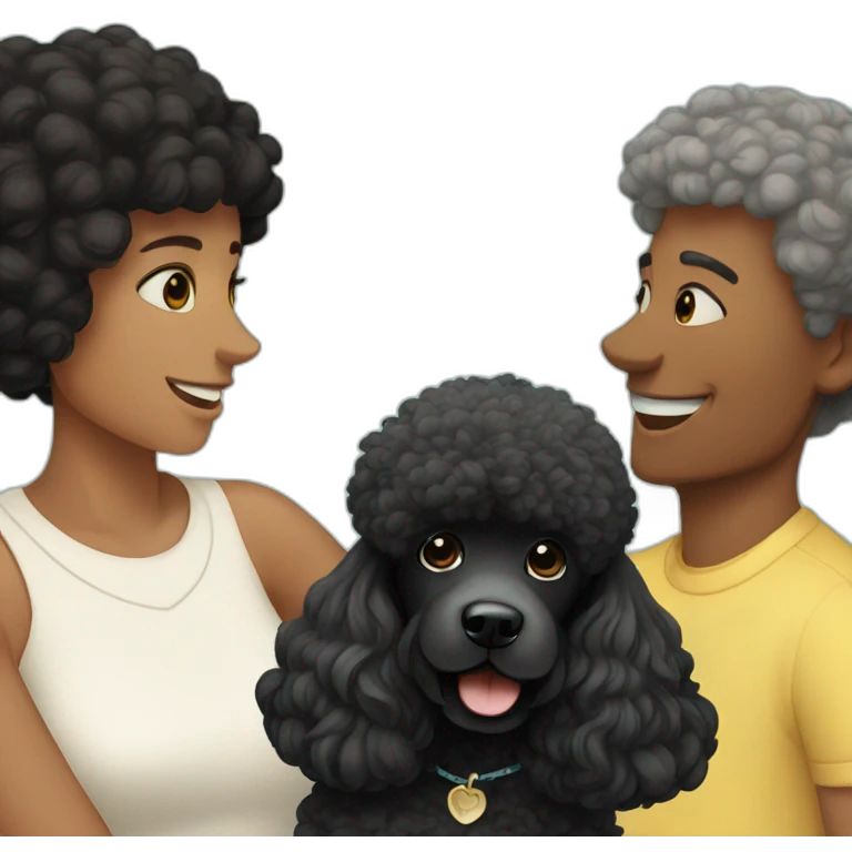 a couple and black poodle emoji