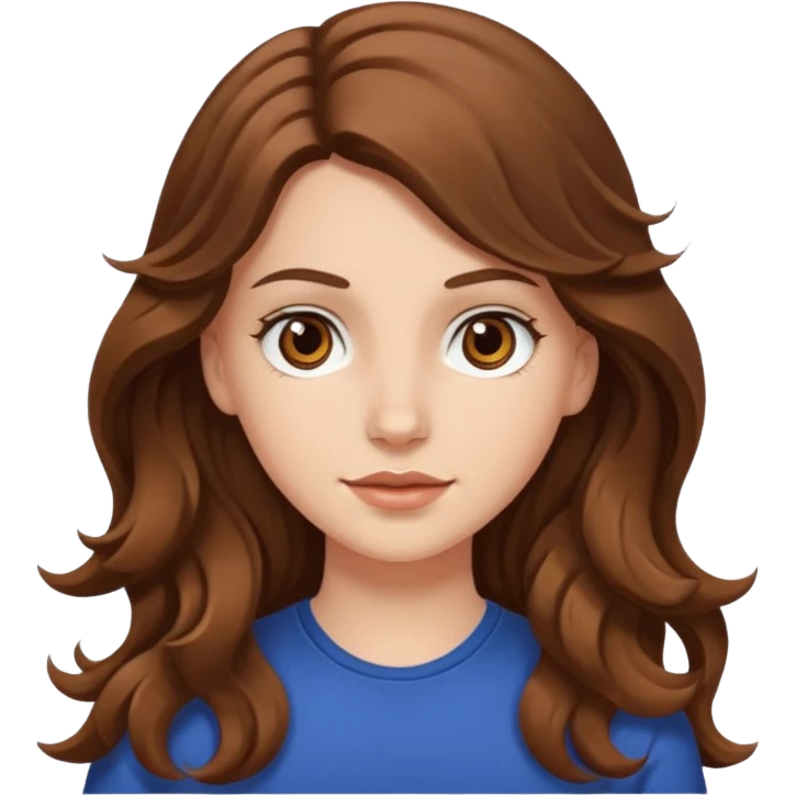 white girl with long wavy brown hair with brown eyes emoji