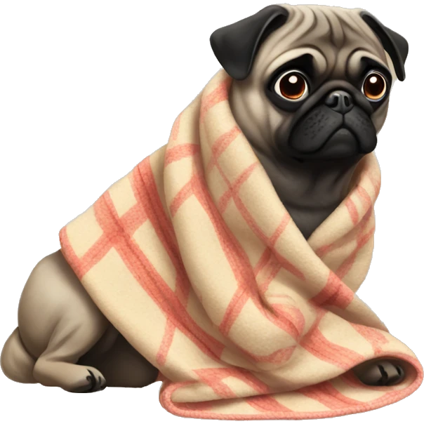 A pug wearing a blanket  emoji